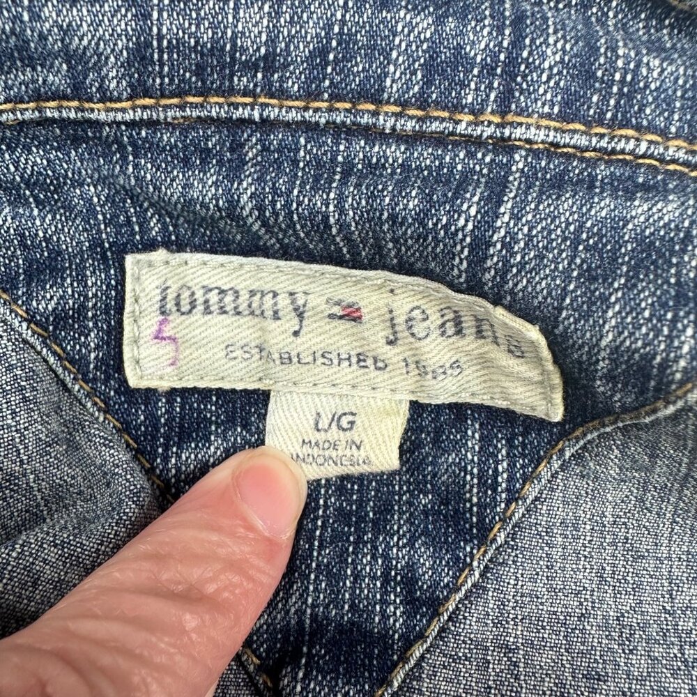 Vintage Blue Jean Denim Jacket Kids Size Large Tommy Hilfiger Retro Y2K READ - Picture 4 of 9